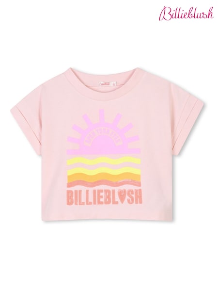 Billieblush Pink Logo Sunset Graphic Short Sleeve Cropped T-Shirt (AN5764) | 1,742 UAH