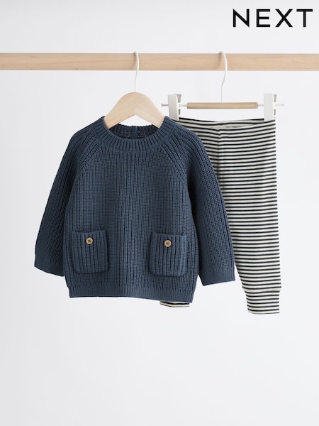 Navy Baby Knitted Top and Leggings Set (0mths-2yrs) (AN5771) | €27 - €30