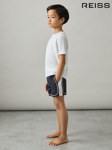 Reiss Navy/White Cano Junior Colourblock Piped Swim Shorts (AN5809) | €37