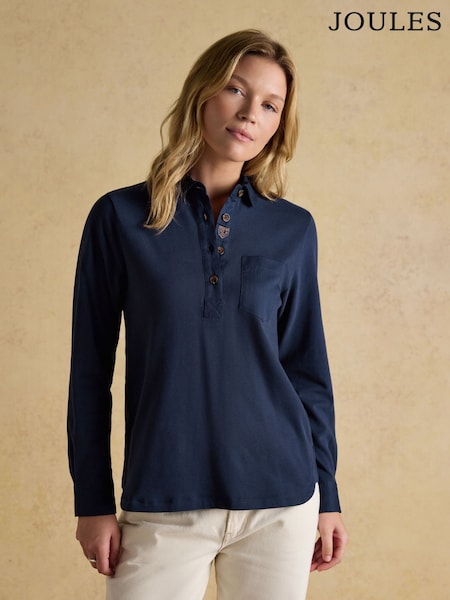 Marinha - Joules Delaney Long Sleeve Sueded Jersey Deckshirt (AN5871) | R$ 485