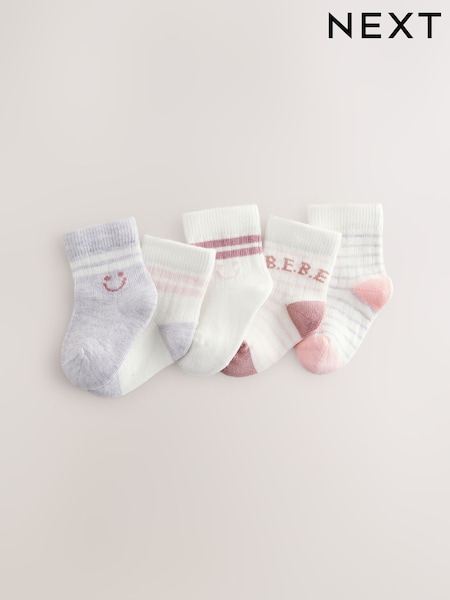 Rosa gestreift - Baby Socks 5 Pack (0mths-2yrs) (AN5881) | 9 €