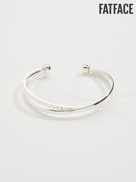 FatFace Silver Coloured Twist Detail Bangle (AN5917) | €21