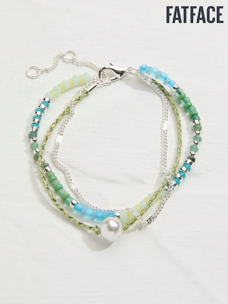 FatFace Green Multi Strand Beaded Adjustable Bracelet (AN5920) | €19