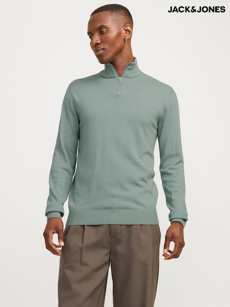 JACK & JONES Green Quarter Zip Knitted Jumper (AN5944) | R$ 345