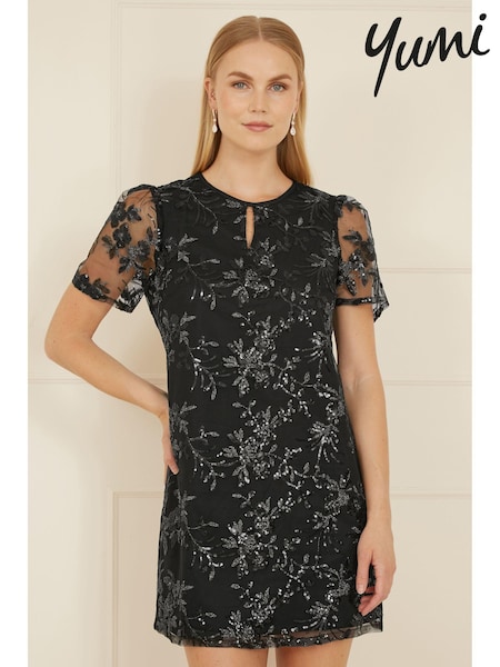 Yumi Black Sequin Embroidered Tunic Dress (AN5999) | 322 QAR