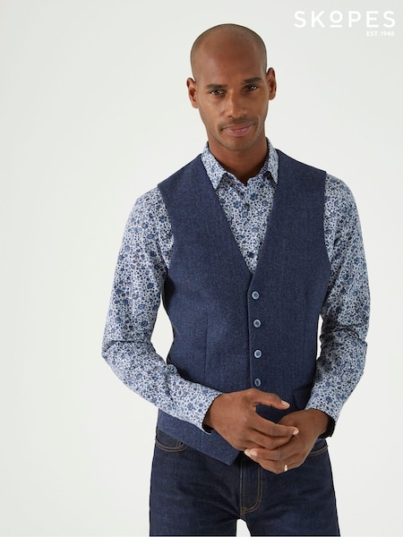 Skopes Blue Single Breasted Tweed Effect Newsam Waistcoat (AN6004) | €70