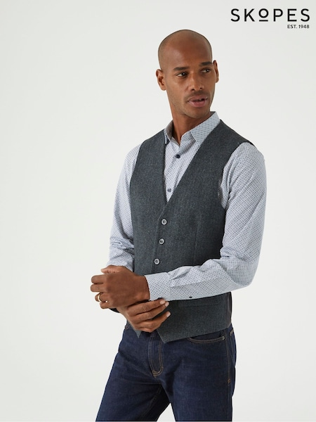 Skopes Green Single Breasted Tweed Effect Newsam Waistcoat (AN6009) | €70