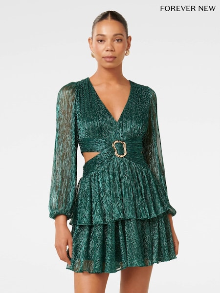 Forever New Green Donna Plisse Mini Dress (AN6026) | €101