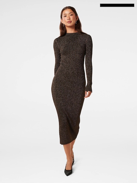 Forever New Black Eliza Ribbed Column Midi Dress (AN6027) | €61