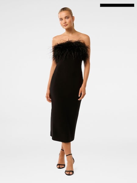 Forever New Vianna Feather Trim Strapless Midi Dress (AN6041) | €99
