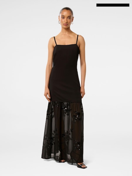 Forever New Black Petite Carmel Embellished Slip Maxi Dress (AN6050) | €172