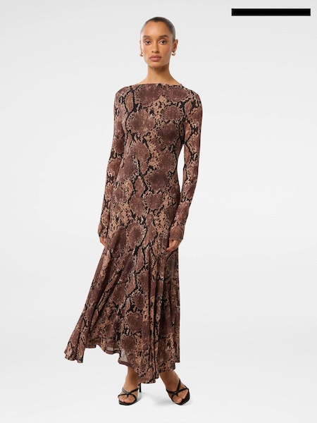Forever New Brown Petite Tammy Asymmetrical Hem Midi Dress (AN6061) | € 74