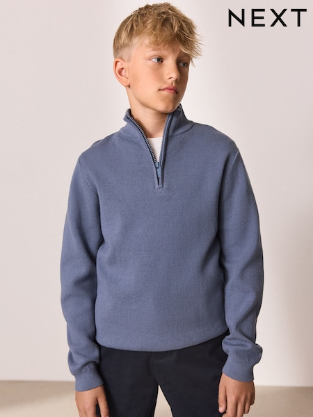 Blue Quarter Zip Jumper (3-16yrs) (AN6126) | R$ 155 - R$ 205