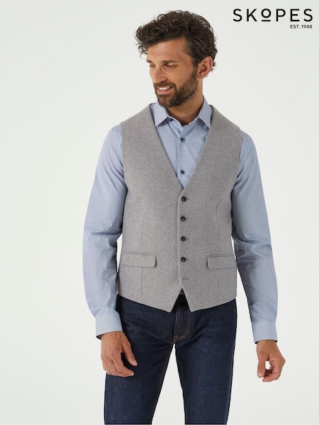Skopes Grey Tailored Fit Tweed Effect Ingram Waistcoat (AN6171) | €70