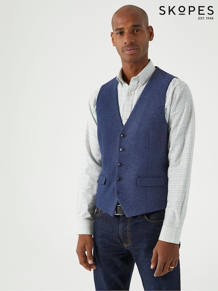 Skopes Blue Tailored Fit Tweed Effect Ingram Waistcoat (AN6172) | €70