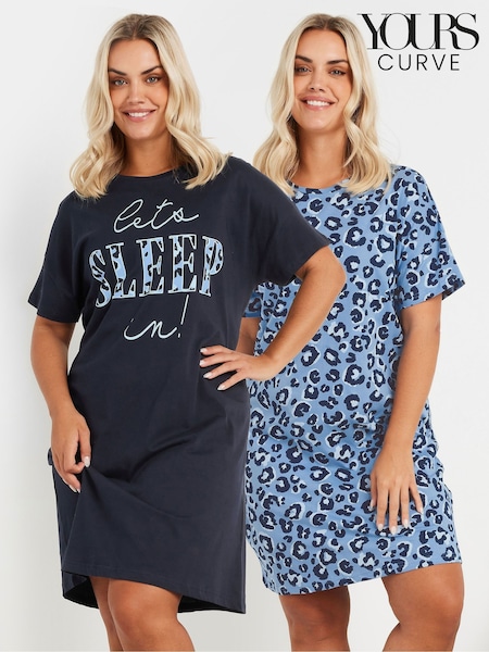 Yours Curve Lets Sleep T-Shirts 2 Pack (AN6187) | 41 €