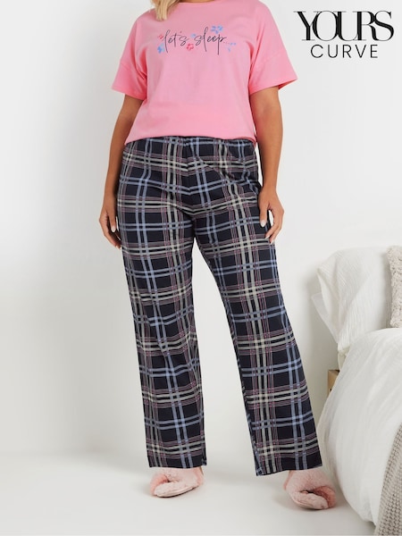 Yours Curve Check Wide Leg 100% Cotton Pyjamas Pant (AN6191) | ‏99 ر.ق.
