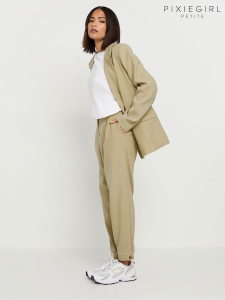 PixieGirl Petite Natural Barrel Button Cuffed Trousers (AN6201) | €25