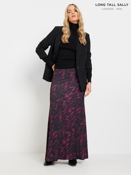 Long Tall Sally Burgundy Red Animal Print Maxi Skirt (AN6206) | AED181