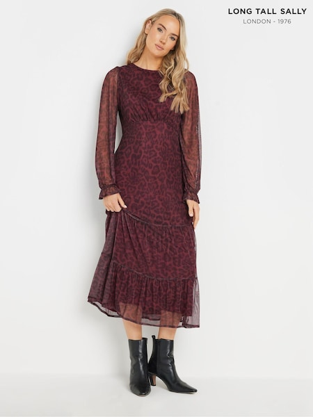 Long Tall Sally Mesh Leopard Print Tiered Dress (AN6237) | €47