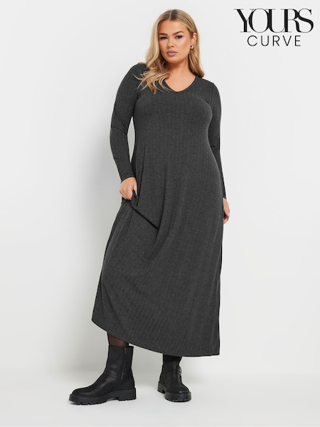 Yours Curve V-neck Ribbed Flare Dress (AN6249) | 1 350 Kč