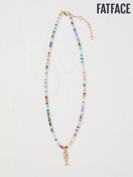 FatFace Fish Pendant Beaded Necklace (AN6265) | ‏73‏₪