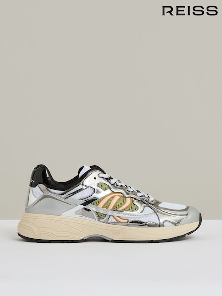 Reiss Gunmetal/Black Volt Overlay Logo Running Trainers (AN6304) | AZN 421
