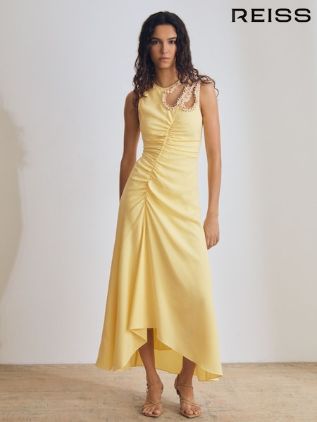 Reiss Yellow Elizabeth Atelier Embellished Shoulder Maxi Dress (AN6308) | €783