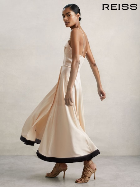 Reiss Neutral Virginia Atelier Corset Midi Dress (AN6316) | €345