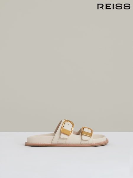 Off White - Reiss Ella Leather Buckled Slip-On Sandals (AN6323) | €256