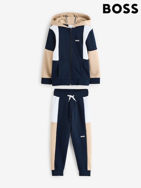 BOSS Blue Logo Colourblock Zip-Up Hoodie And Joggers Set (AN6336) | AED903