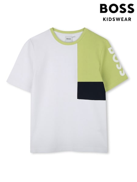 BOSS White Colourblock Sleeve Logo Short Sleeve T-Shirt (AN6345) | €78