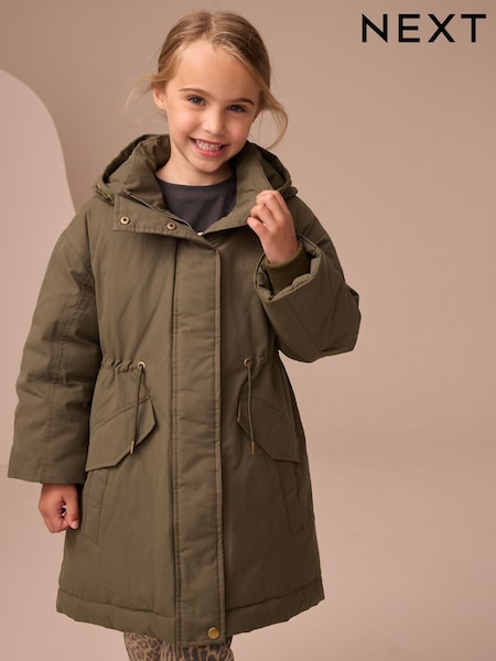 Khaki Green Shower Resistant Padded Parka (3-16yrs) (AN6390) | €63 - €78