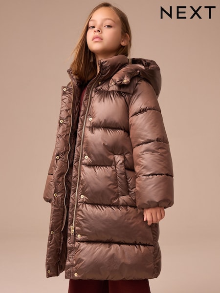 Chocolate Brown Shower Resistant Two Tone Padded Coat (3-16yrs) (AN6410) | 188 QAR - 238 QAR