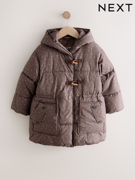 Chocolate Brown Shower Resistant Printed Padded Coat (3-16yrs) (AN6411) | 188 QAR - 238 QAR