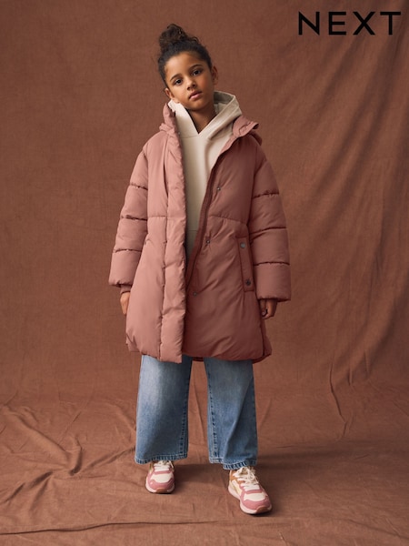 Rust Red Shower Resistant Diamond Quilted Padded Coat (3-16yrs) (AN6412) | 178 QAR - 228 QAR