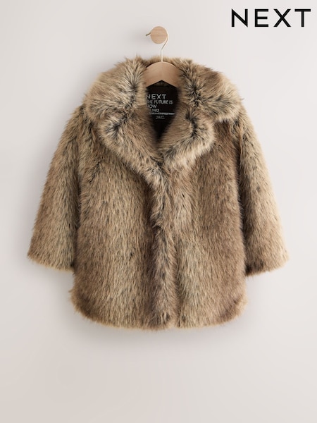 Brown Faux Fur Coat (3-16yrs) (AN6415) | €50 - €63