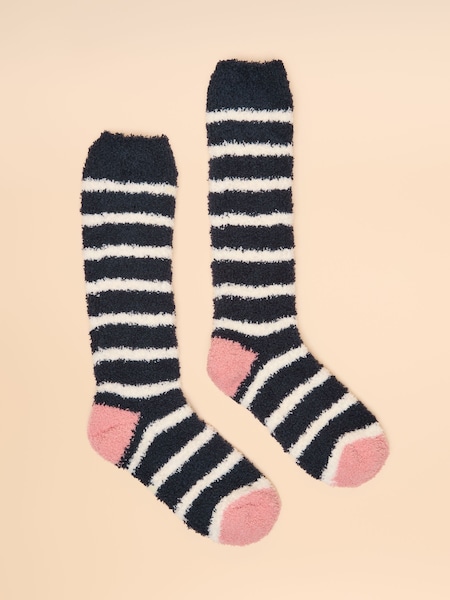 Joules Fluffy Navy Stripe Fluffy Socks (AN6487) | R$ 100