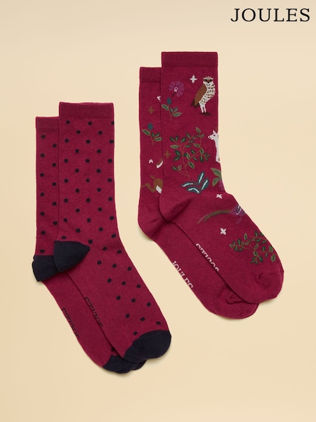 Rosa ciruela - Joules Everyday 2 Pack Socks (AN6498) | 14 €