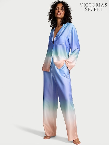 Victoria's Secret Shell Blue Ombre Satin Long Pyjama Set (AN6547) | €79