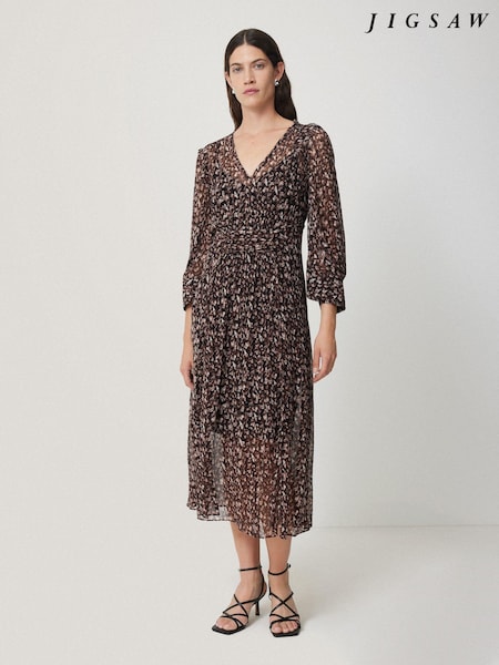 Jigsaw Brown Abstract Leopard Midi Dress (AN6553) | €89