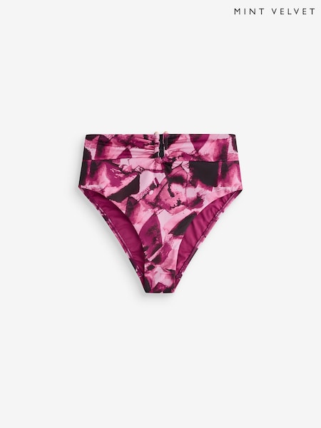 Mint Velvet Pink Camouflage High Waist Hardware Italian Fabric Bikini Briefs (AN6591) | €55