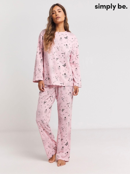 Simply Be Pink Pretty Secrets Value Long Sleeve Pyjamas Set (AN6627) | AED116