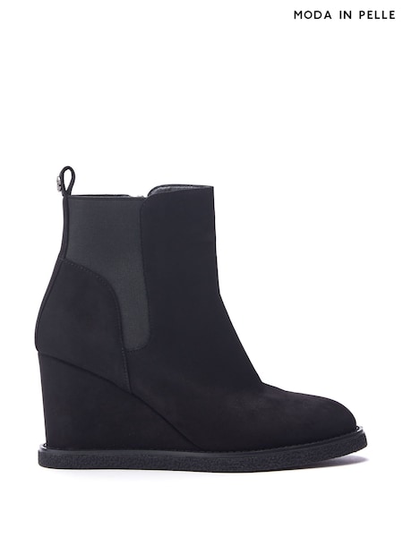 Moda in Pelle Pieux Wedge Heel Chelsea Black Boots (AN6639) | AED434