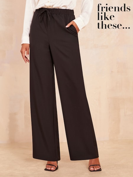 Friends Like These Black Wide Leg Elasticated Belted Trousers (AN6697) | €13.50
