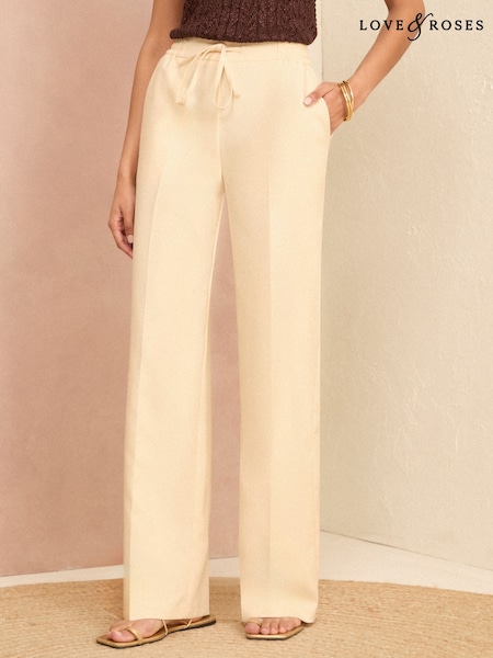 Love & Roses Elasticated Waist Wide Leg Tailored Trousers (AN6718) | 208 LEI