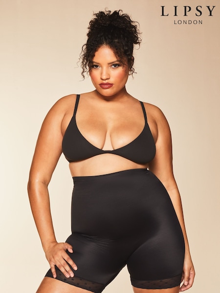 Lipsy Black Sculpt Medium Tummy Control Mid Thigh Shapewear Shorts (AN6726) | ₪141
