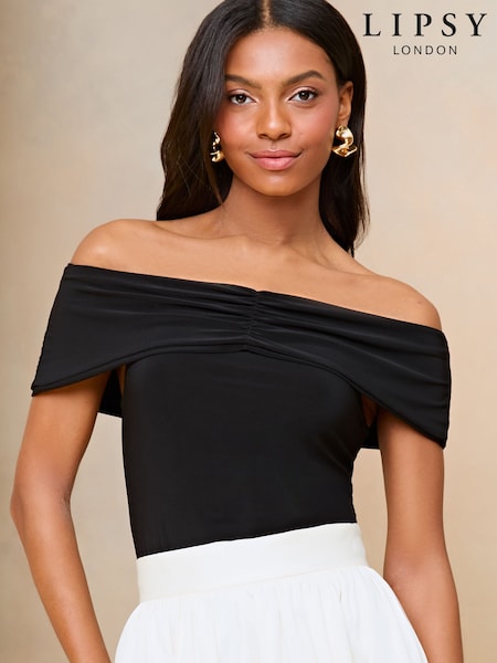 Lipsy Ruched Front Bardot Top (AN6732) | 209 LEI