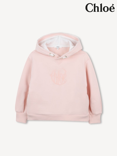 Chloé Pink Embroidered Logo Graphic Hoodie (AN6776) | AED990