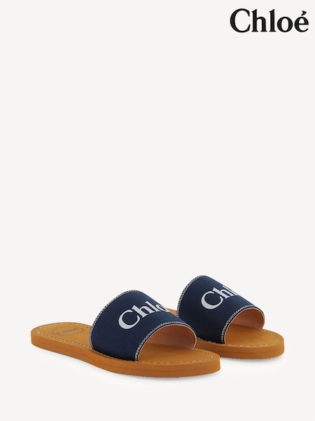 أزرق - Chloé Logo Slip On Sandals (AN6780) | ‏699 د.إ.‏